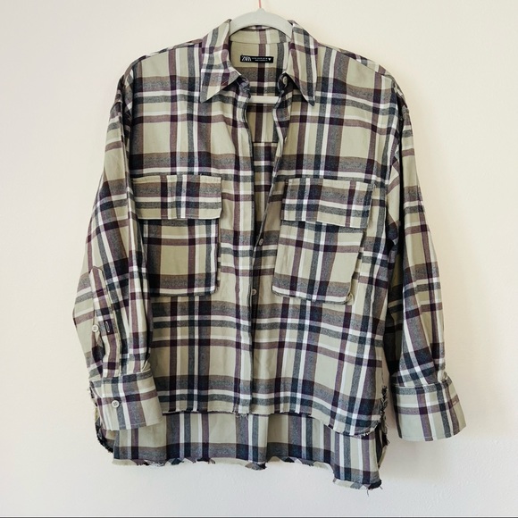 Zara Plaid Soft Flannel oversized Button Down shirt - Picture 6 of 9